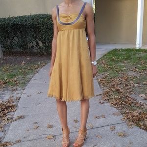 Anthropologie Shapes Gold Silk Dress